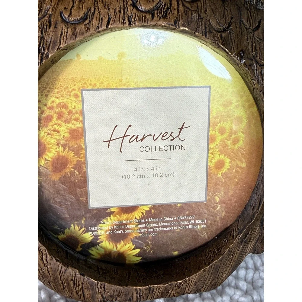 Kohls Harvest‎ Collection Owl Photo Frame Brown Resin Wood Look 4x4